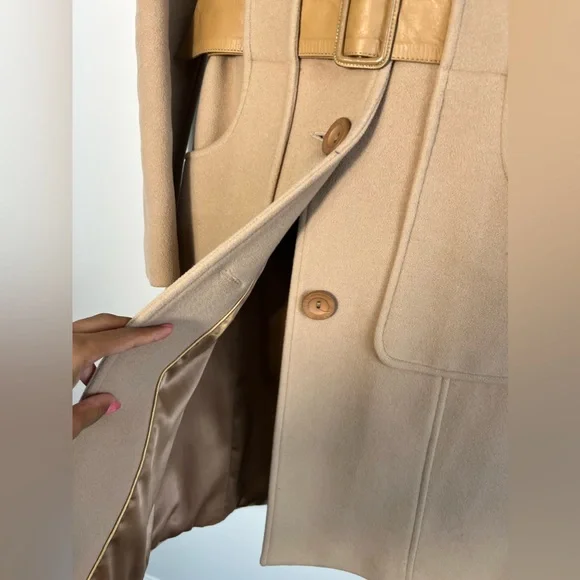 Mackage tan wool leather coat with buttons and pockets XS - Picture 5 of 15